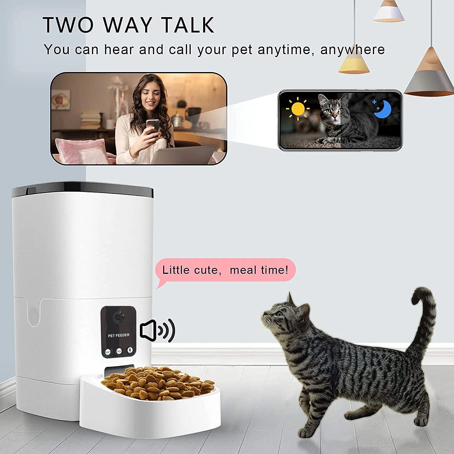 6L Automatic Pet Feeder with Camera & App Control - Timed Wifi Feeder for Cats and Dogs