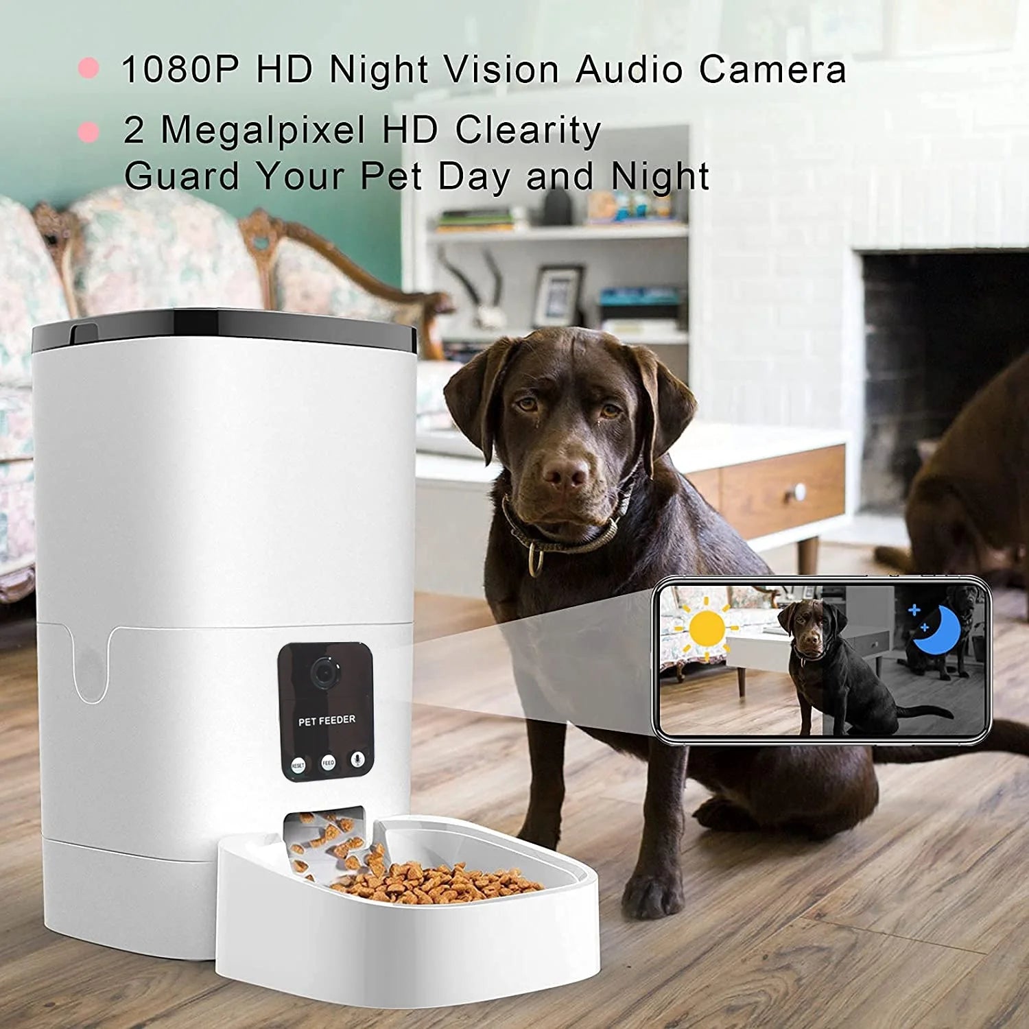 6L Automatic Pet Feeder with Camera & App Control - Timed Wifi Feeder for Cats and Dogs