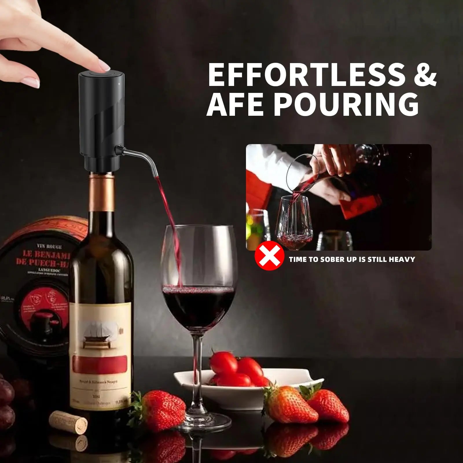 Rechargeable Electric Wine Aerator & Dispenser - Automatic Decanter for Christmas Parties and Gifts