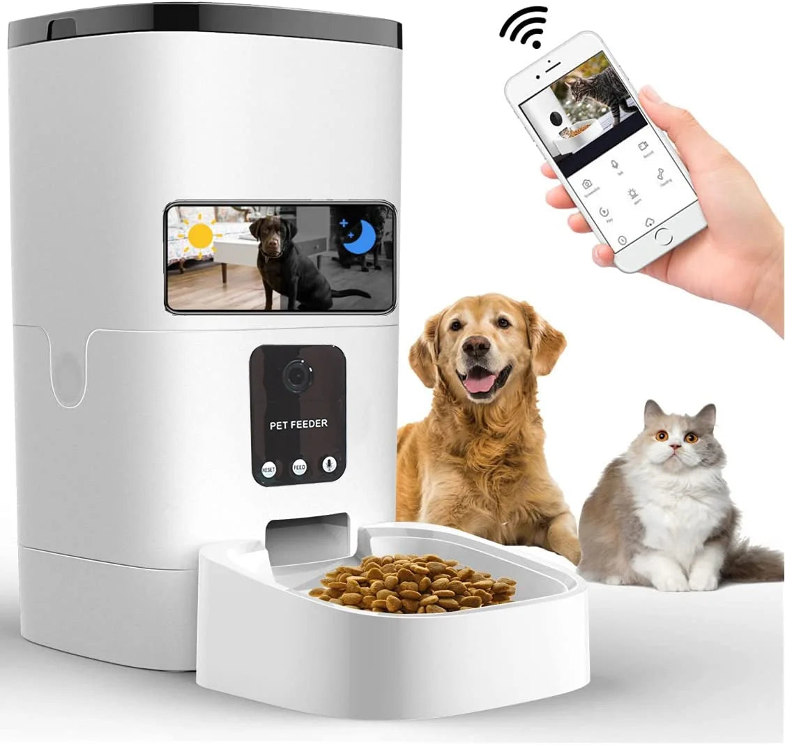 6L Automatic Pet Feeder with Camera & App Control - Timed Wifi Feeder for Cats and Dogs