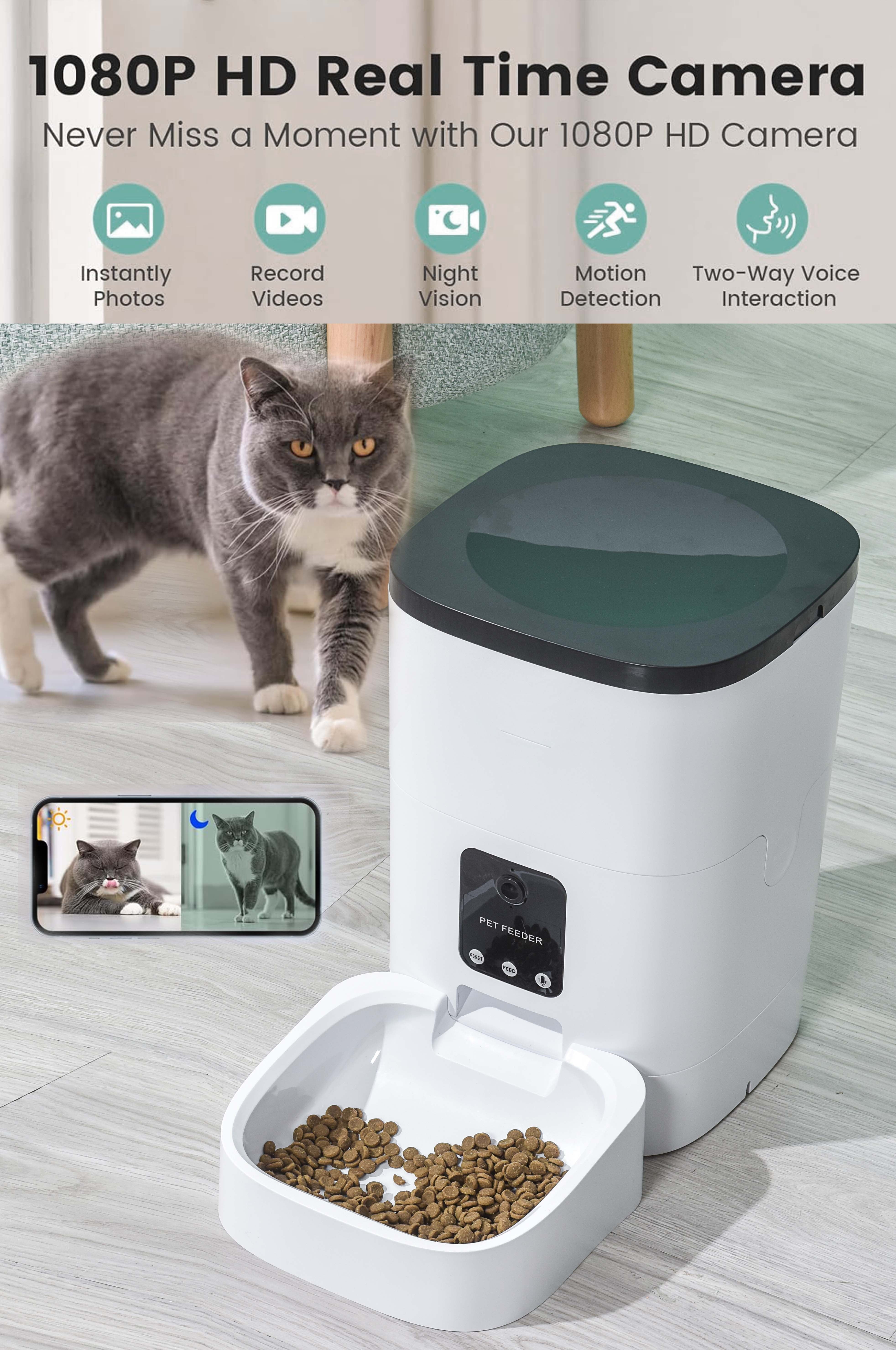 6L Automatic Pet Feeder with Camera & App Control - Timed Wifi Feeder for Cats and Dogs