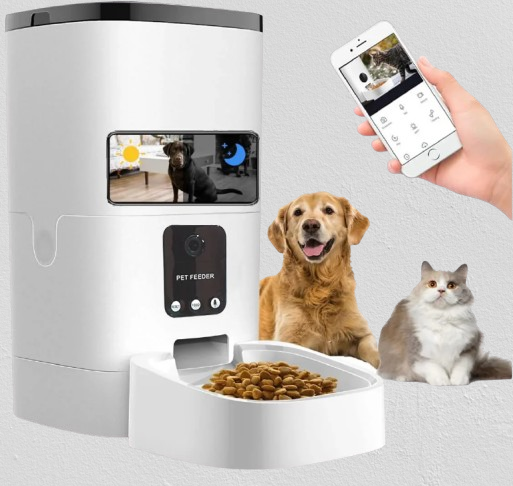 6L Automatic Pet Feeder with Camera & App Control - Timed Wifi Feeder for Cats and Dogs